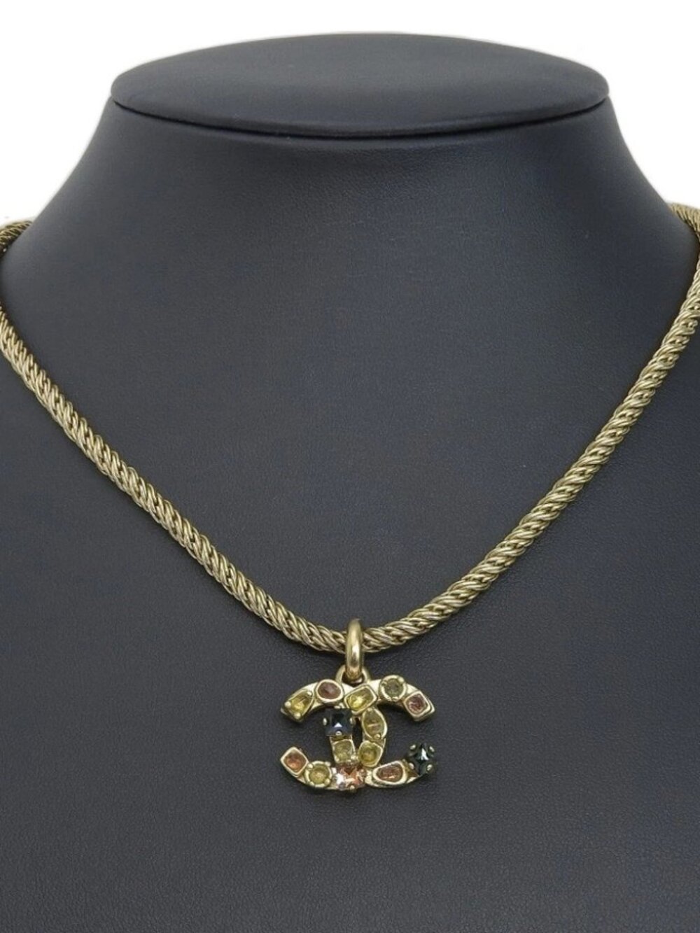 CHANEL Gripoa Necklace COCO Mark Plated Gold/Rhinestone 31g Women - Picture 6 of 6